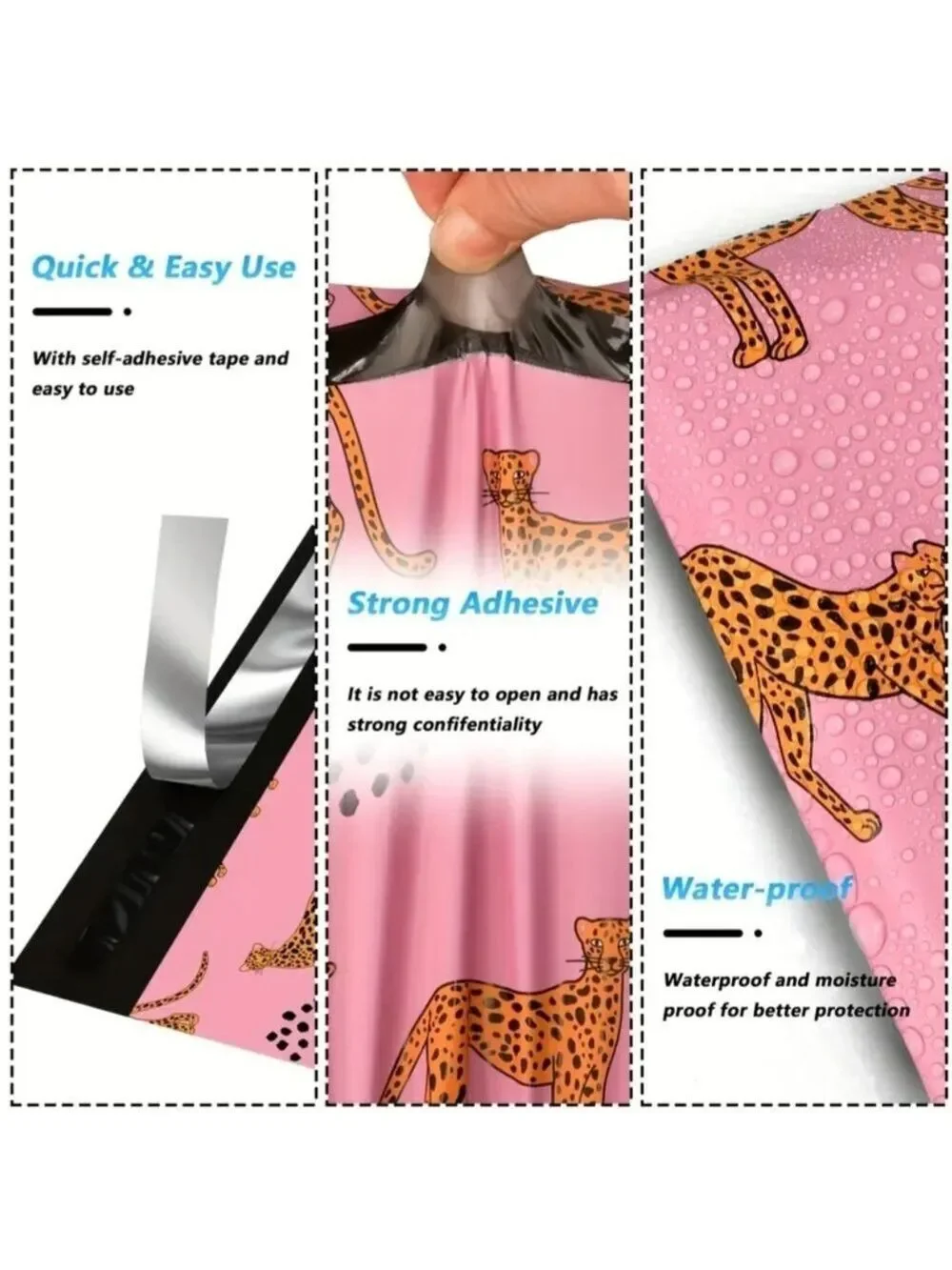 Ten Pink Leopard Print 12x15.5 Poly Mailers